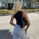 TRAF Pink Knit Sleeveless Vest Women Cropped Sweater Vest Top Women Yellow Button Vests for Women Streetwear Waistcoat Knitwears - M & M Global