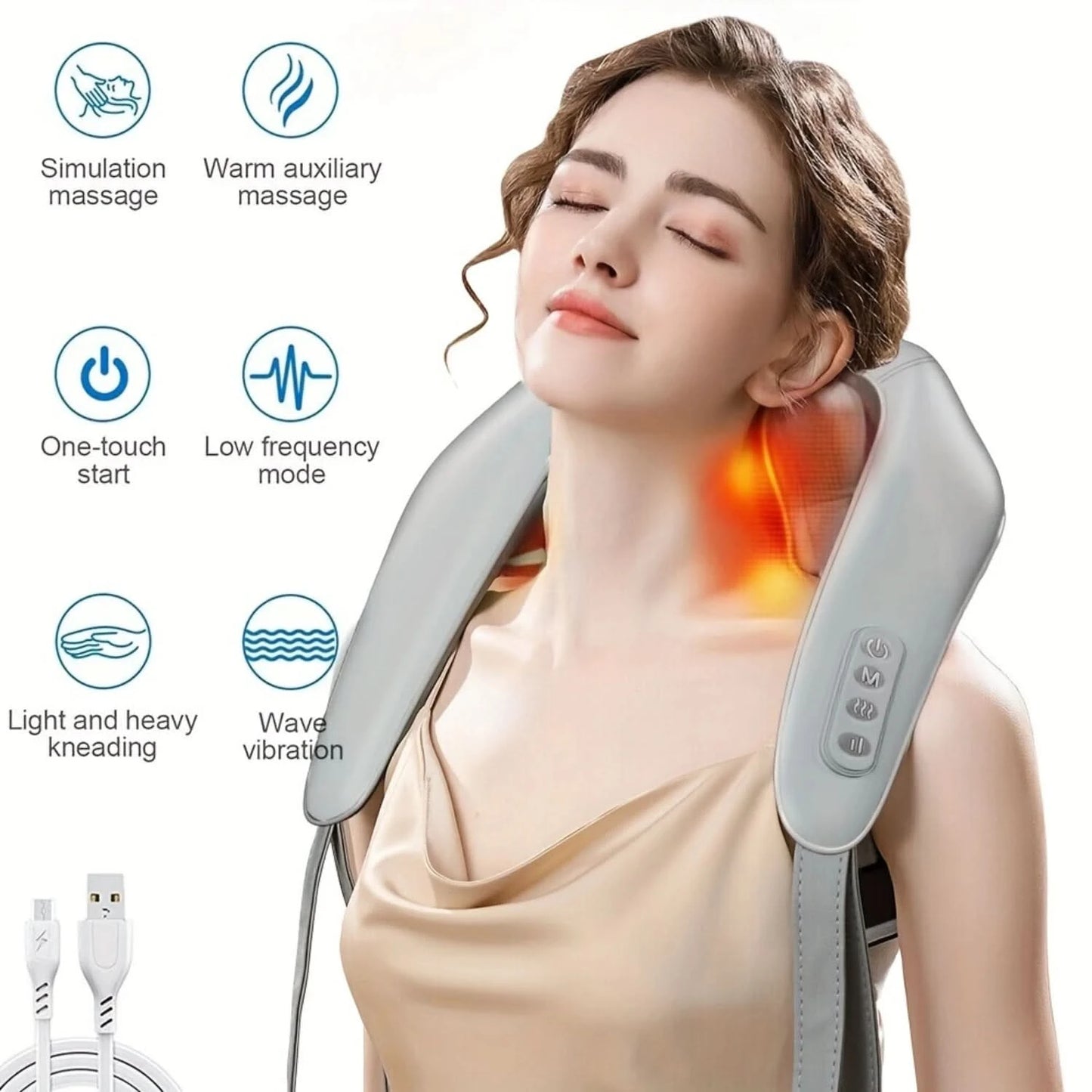 Shoulder And Neck Massager, Clamp Kneading Trapezius Muscle Relax Hot Compress Neck Massager - M & M Global