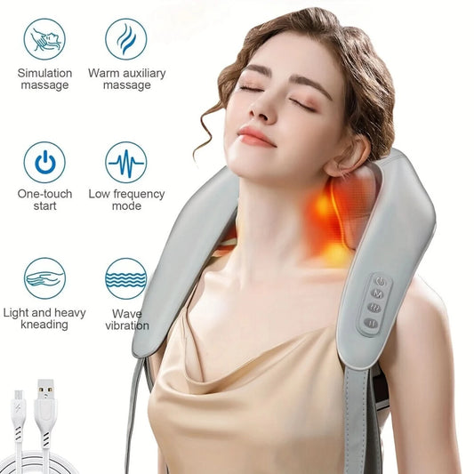 Shoulder And Neck Massager, Clamp Kneading Trapezius Muscle Relax Hot Compress Neck Massager - M & M Global