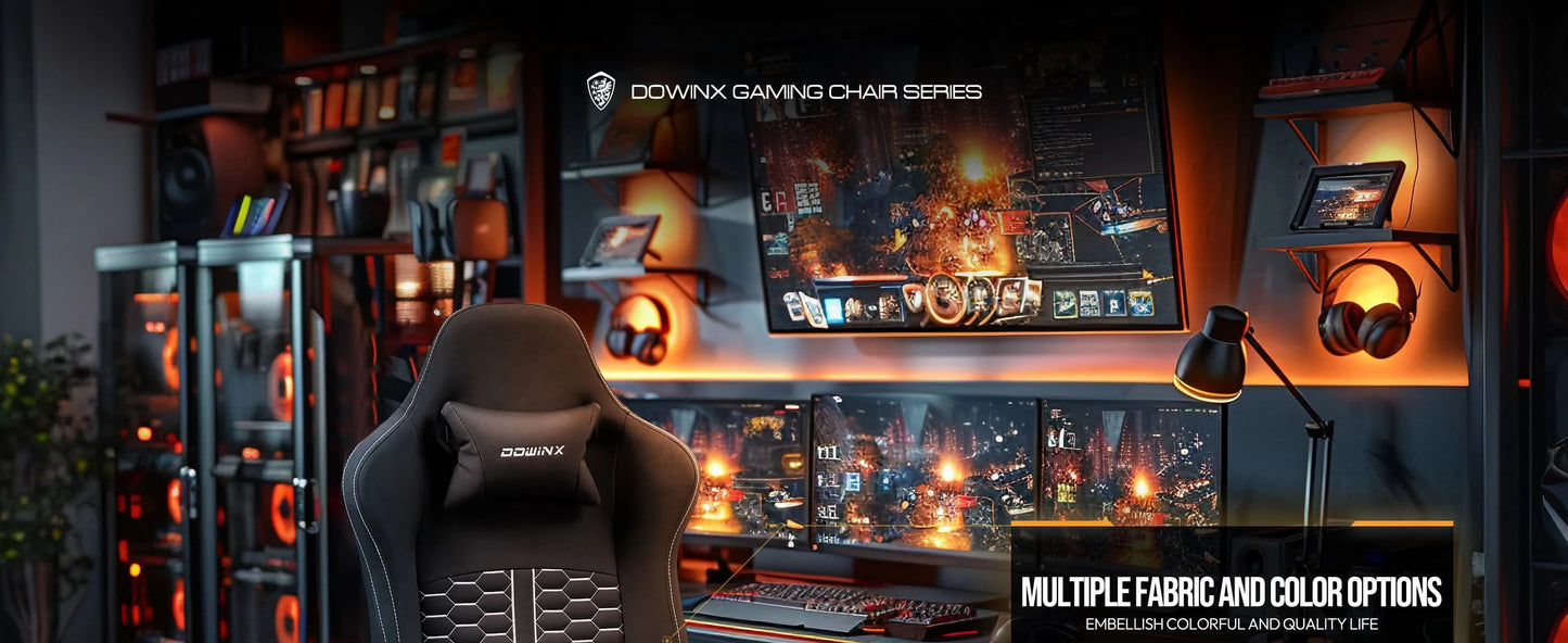 Dowinx Gaming Chair with Heated Massage Lumbar Support, Ergonomic Gaming Computer Chair with Pocket Spring Cushion and Footrest
