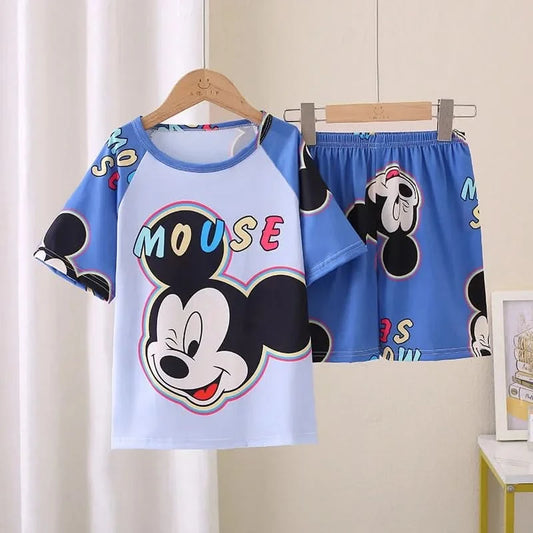 Lightweight Short Sleeve Pajama Set for Children Comfortable and Breathable Summer Homewear for Boys and Girls Daily Use - M & M Global