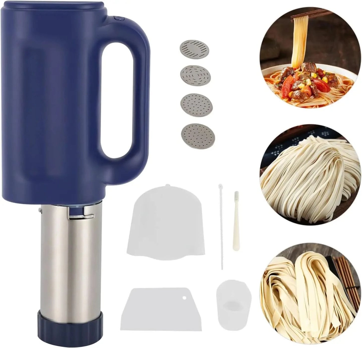 Handheld Electric Pasta Maker,Electric Pasta Machine,Stainless Steel Cordless Noodle Maker for Homes, Breakfast Stores, Restaura - M & M Global