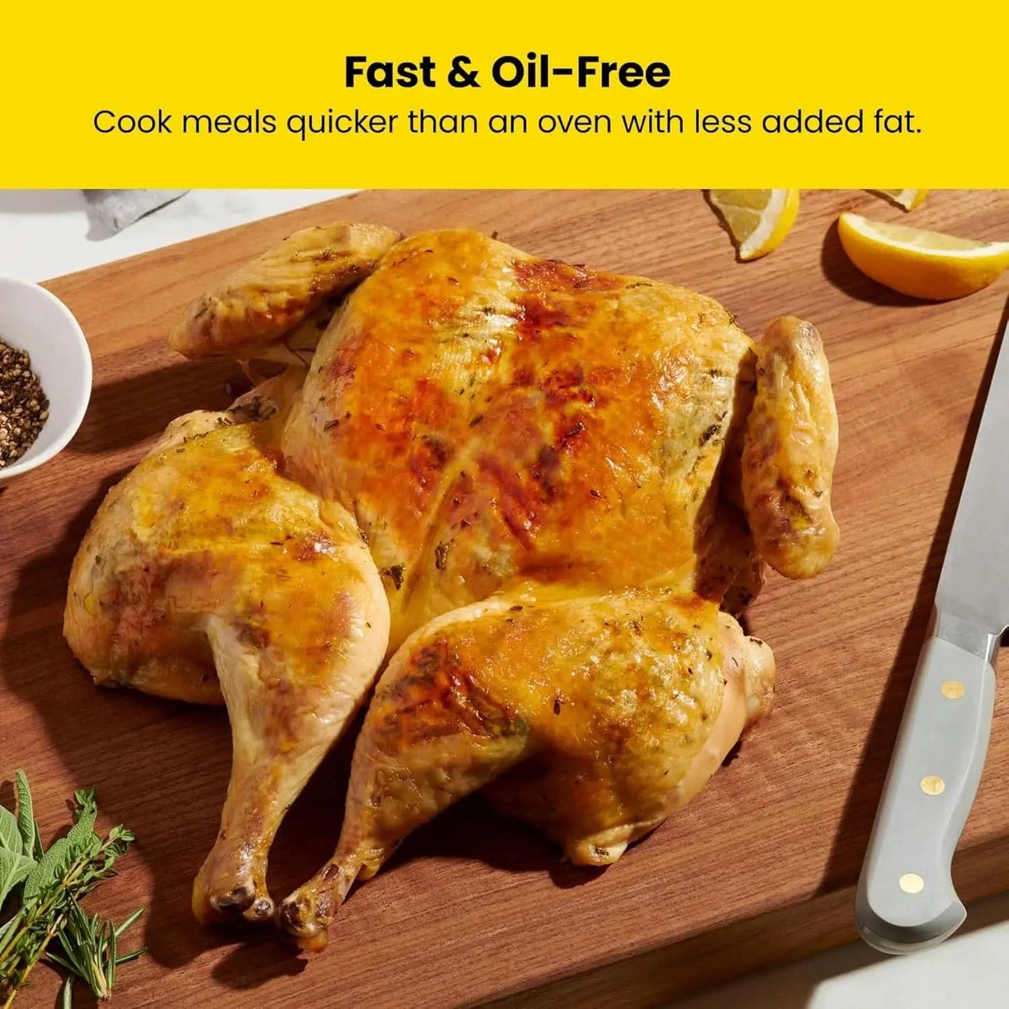 Easy-View Air Fryer - 8 Qt Family Size with Viewing Window, One-Touch Digital Control with 4 Presets, Nonstick & Dishwasher Safe - M & M Global