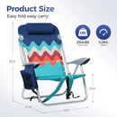 Beach Chairs Set of 2 with Cooler Bag 4 Position Classic Lay Flat Folding with Backpack Straps Support 250LBS (Sky Blue)