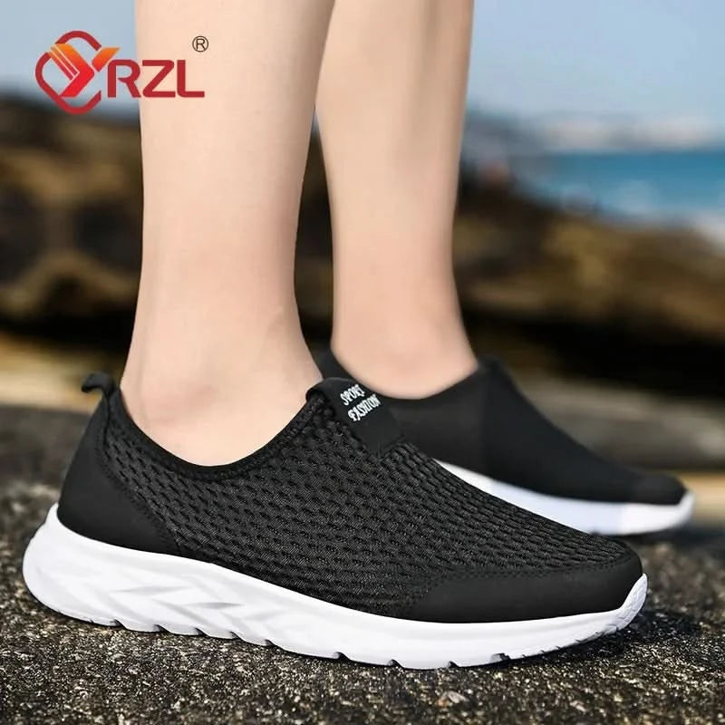 YRZL Men's Sneakers Breathable Mesh Men Casual Shoes Outdoor Non-Slip Big Size Loafers Walking Lightweight Male Tennis shoes - M & M Global