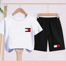Kids Short sleeve Fashion T-shirt Boys Girls Toddler 3-12Yrs Tops and bottom Sunshine Casual Set outdoor sport black Clothes - M & M Global