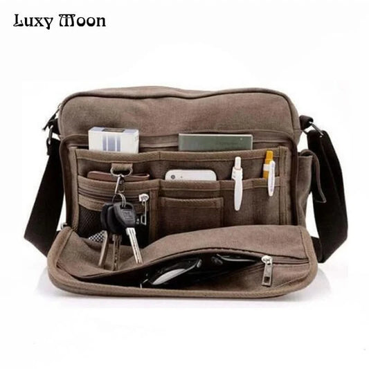 High Quality Multifunction Canvas Bag travel bag men messenger bag brand men's crossbody bag luxury vintage style briefcase w304 - M & M Global