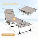 Tanning Chair, 400LBS Beach Lounge with Face Arm Hole & Hand Shoulder Strap, Folding Layout Sunbathing Chair, Face Down Outdoor