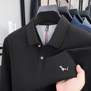 Luxury and fashionable 100%pure cotton comfortable long sleeve polo shirt for men new spring and autumn brand embossed puppy top