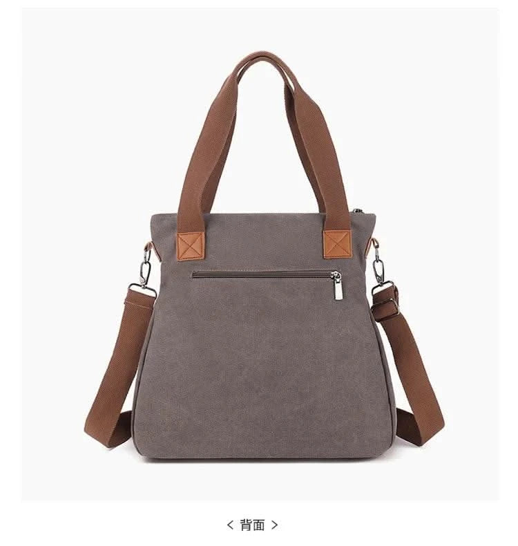 Cross-border large-capacity canvas women's bag, casual cross-body bag, Korean-style fashionable tote bag, simple handbag, new st - M & M Global
