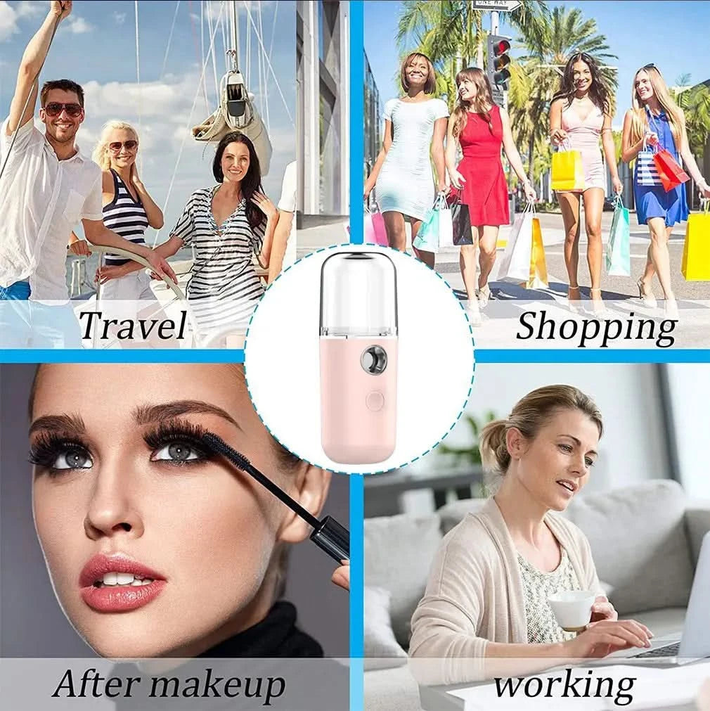 Nano Spray Water Replenisher Hydration Instrument Mini Portable Rechargeable Facial Steamer Beauty Moisturizing Humidifier - M & M Global