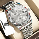 POEDAGAR Fashion High Quality Men Clock Waterproof Date Week Watch For Man Stainless Steel Luxury Quartz Men's Watches Reloj+Box