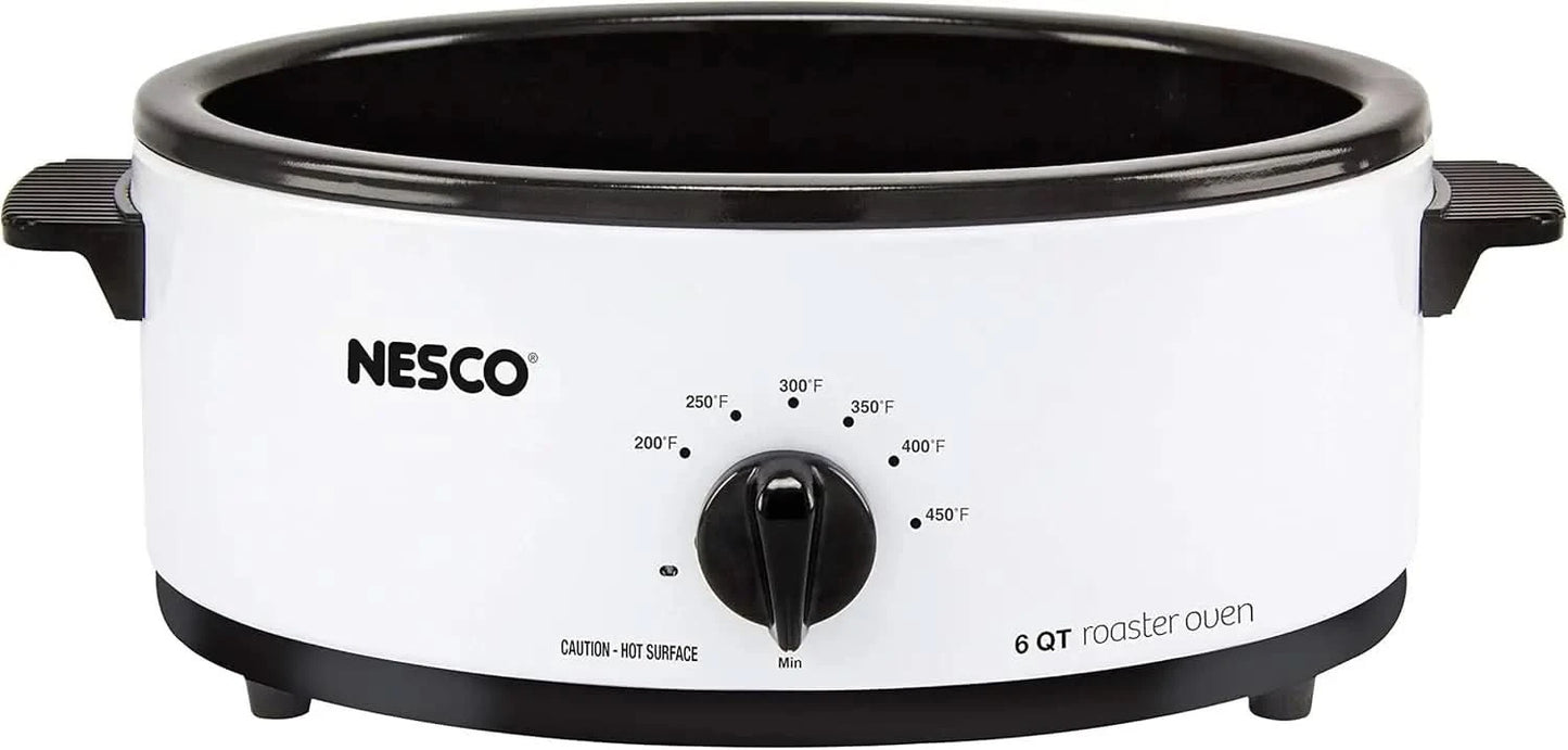 4816-14 Porcelain Roaster Oven, 6 quart, White - M & M Global