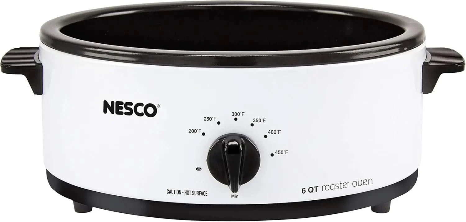 4816-14 Porcelain Roaster Oven, 6 quart, White - M & M Global