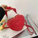 Luxury Quilted Handle Women PU Leather Shoulder Bag Fashion Heart Solid Color Crossbody Bag - M & M Global