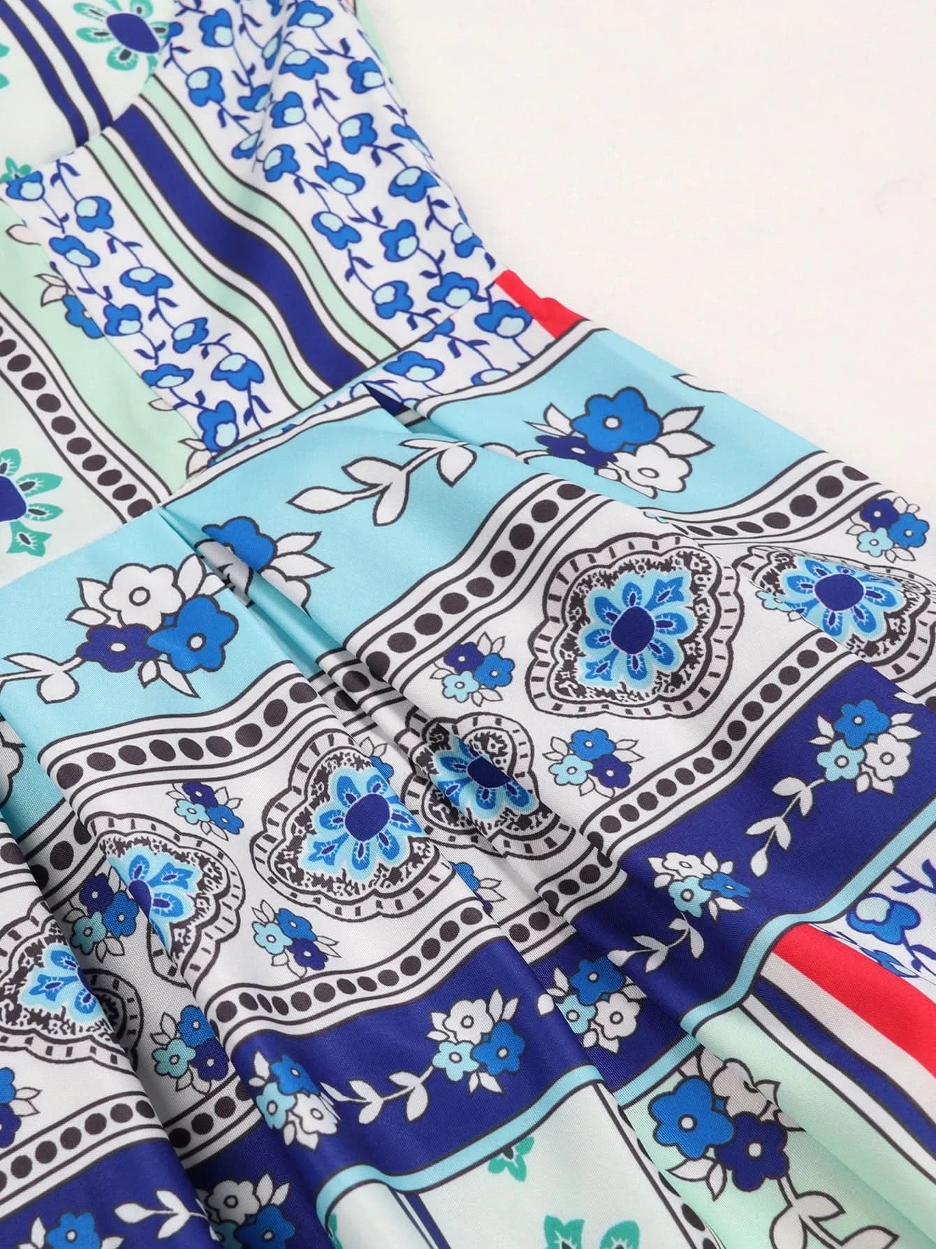 Summer Print Long Dress Women Clothing Lace Up Sling Party Dresses Pattern Strappy Ladies Hollow Out V-Neck Beach Vestidos - M & M Global