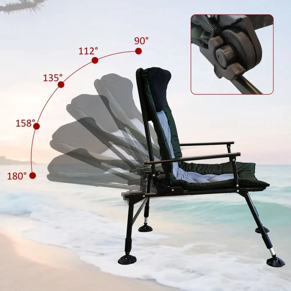Camping Lounge Chair Portable Folding Reclining with Adjustable Backrest 330lbs Capacity for Indoor Outdoor Beach Hiking