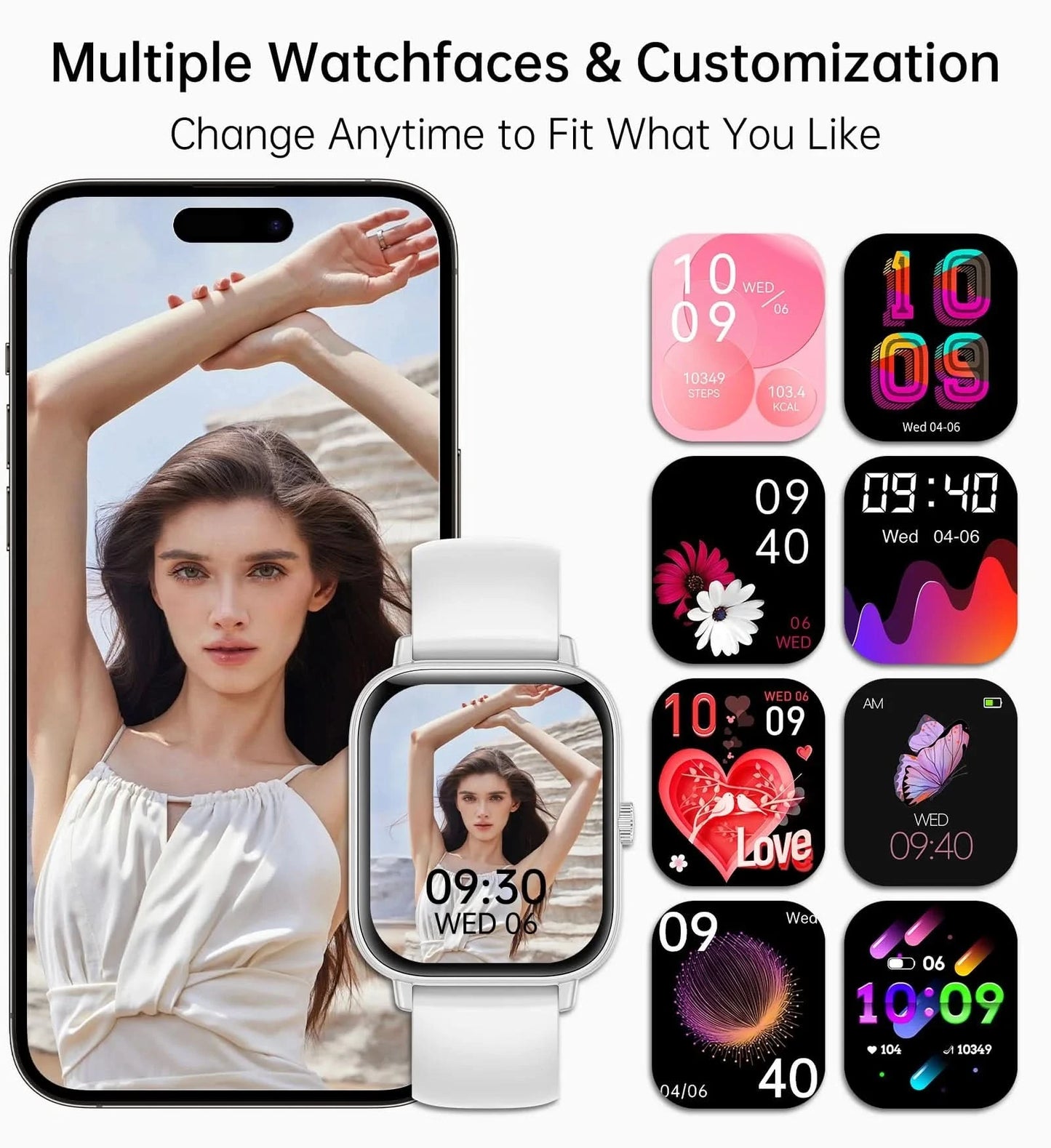 Dynamic UI Dials Smart Watch with 4.7cm HD Touch Screen, Wireless 5.2,Answer Calls, Sleep Tracking,Pedometer for Android Phones