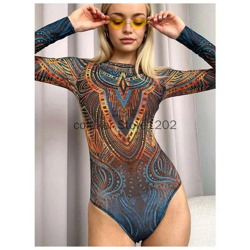 2025 Fashion Sexy Swimsuit 3d Digital Printing Women's Swimsuit Bikini Suit Long Sleeve Sun Protection Surfing Swimsuit Bathing - M & M Global