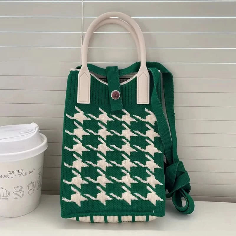 Korean Fashion Heart Knitted Mini Square Handbag for Women Small Mobile Phone Shoulder Bags Girls Cute Outdoor Crossbody Bags - M & M Global
