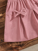 Girls’ 2-Piece Heart Print Top & Pink Bow Skirt Set