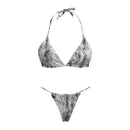 Summer Holiday Print Swimwear Women 2pcs Halter Neck Bandage Bikini Thong Tankinis Set Brazilian Biquini Bather Bathing Suit - M & M Global