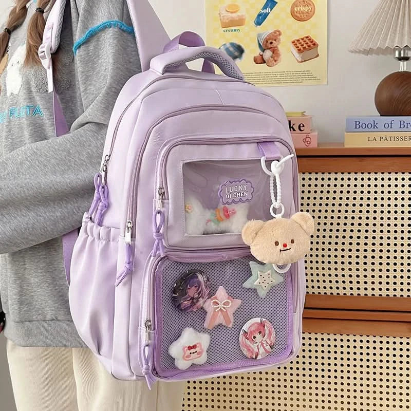Japanese Style Kawaii Backpack Girls Transparent Ita Bag Women Large Capacity Backpack Fashion School Bag for College Student JK - M & M Global