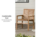 2 Piece Outdoor Patio Chevron Wood Chair Set All Weather Backyard Conversation Garden Poolside Balcony, Set of 2