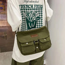 High Quality Canvas Handbag Shoulder Bags Large Capacity Crossbody Bags For Women Simple Casual Messenger Bag Student School Bag - M & M Global