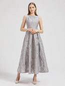 Women 2024 New Fashion Organza Flower Embroidery Elegant Long Dress Summer Sleeveless Dresses Lady Holiday Evening Prom Vestido - M & M Global