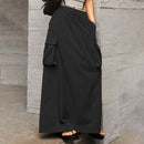 ZANZEA 2024 Vintage Cargo Maxi Skirts Women Elegant Loose Jupes Office Big Pockets Jupes Autumn Elastic Waist Skirts Streetwear