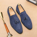 Men's Loafers Brand Suede Leather Shoes Vintage Slip-on Classic Casual Men Driving Shoes Wedding Male Dress Shoes Tassel pointed - M & M Global
