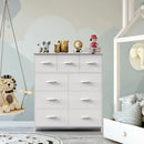 JHK Dresser For Bedroom With 9 Fabric Storage Drawer Wardrobe Tall Chest Organizer Closet Adult Kids Clothes Cabinet Furniture