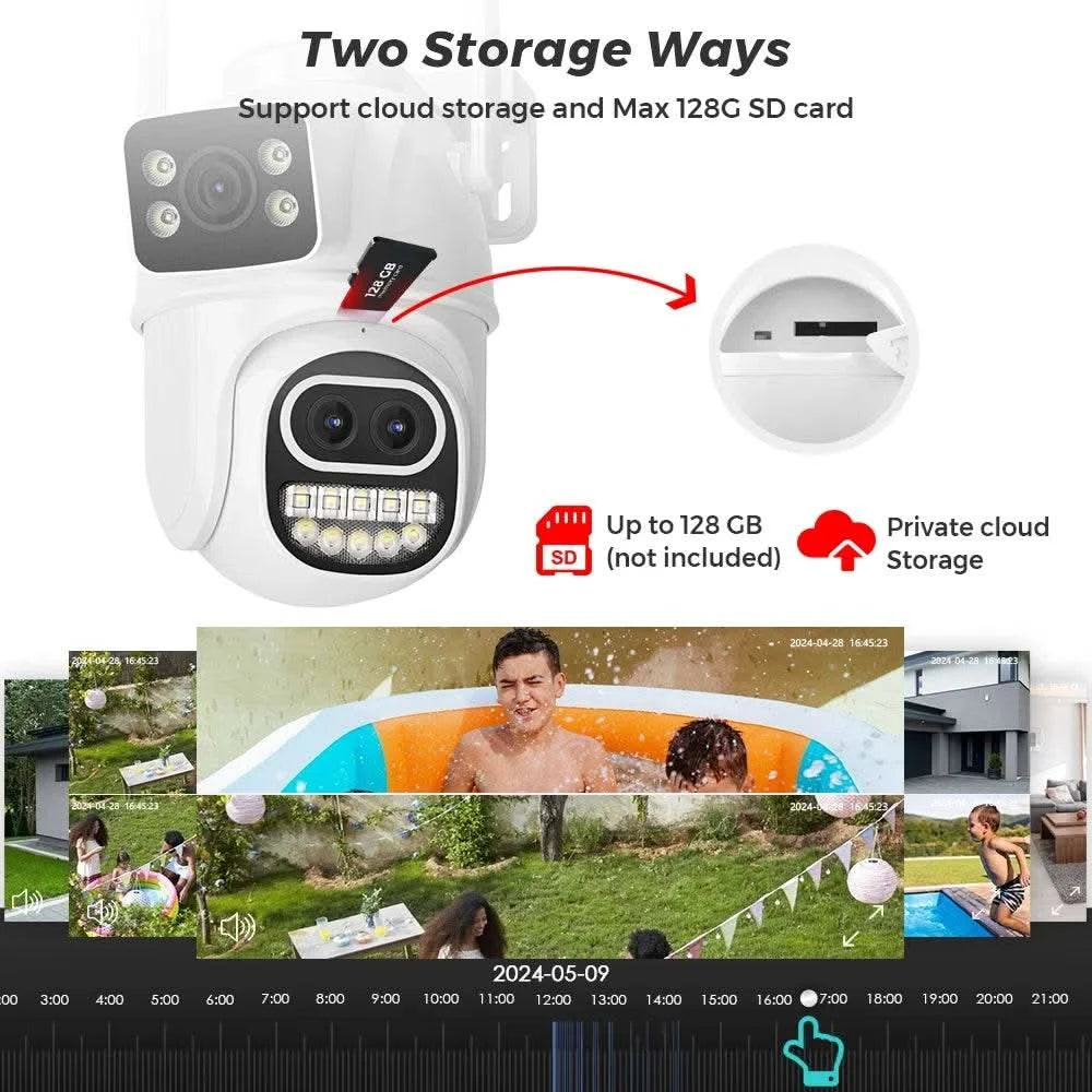 BESDER 6K 12MP Wifi Camera PTZ Dual Screen 8X Digital Zoom AI Auto Tracking Outdoor 8MP CCTV IP Camera Security Protection iCSee - M & M Global