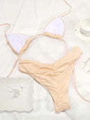 Summer 2025 Bikini Luxury Swimwear Women Biquini Folds Bikini Set Bathing Suit Women Swimsuit High Grade Champagne Bikinis Beach - M & M Global