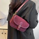 Korean Fashion New Small Square Bag Shoulder Bags Brown Niche Retro Suede Surface Leisure Versatile Trend Lady Crossbody Bags - M & M Global