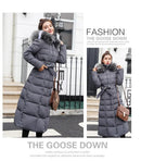 Korean Style Thickened Winter Cotton Jacket Women's Long Coat with Fur Collar Slim Fit Hooded Ladies' Cotton Padded Coat