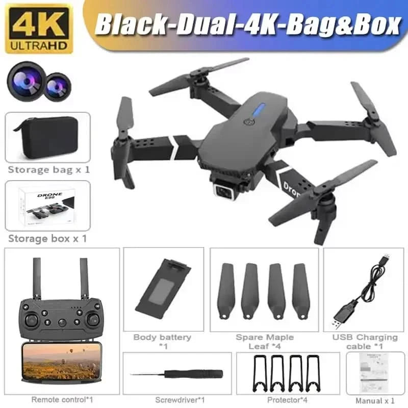 Professional Drone E88 4K Wide-Angle HD 1080P Camera WiFi FPV Height Hold Foldable RC Drone Quadrotor Helicopter Children's Toys - M & M Global