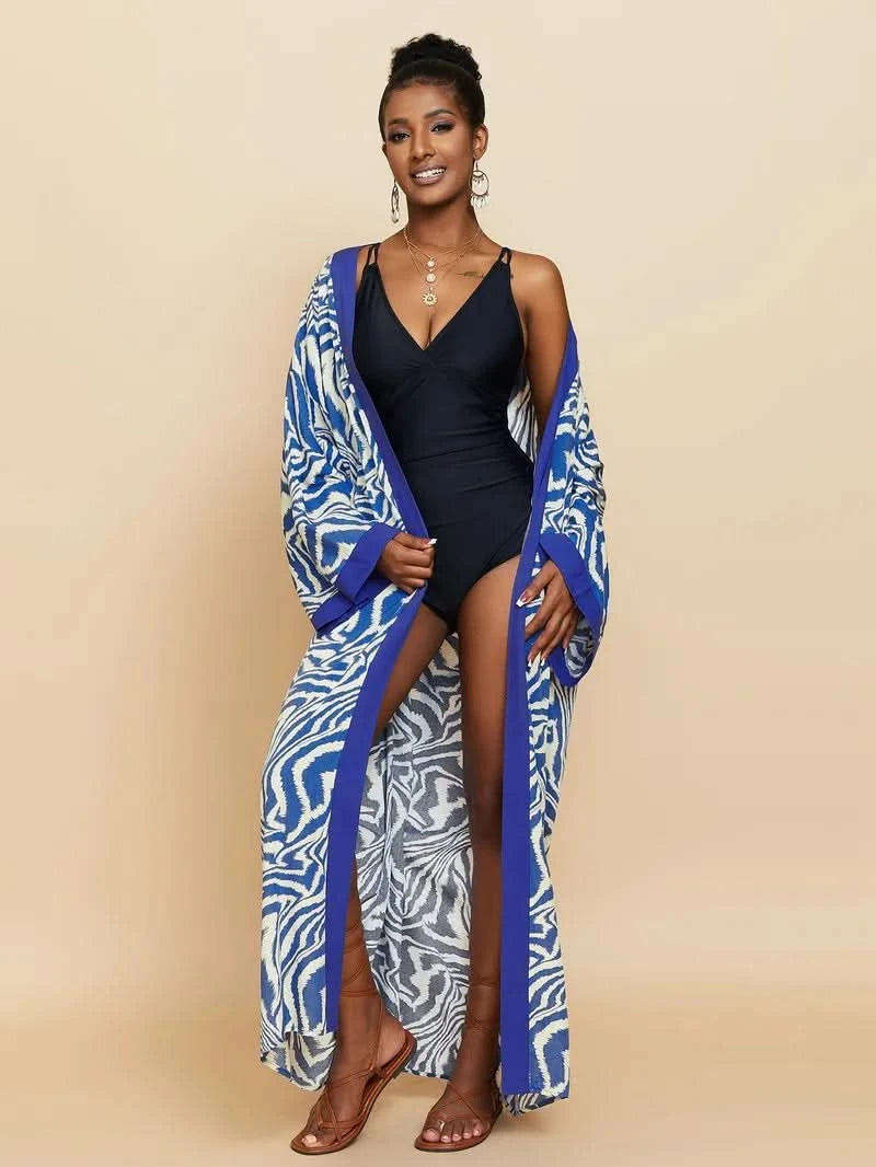 Para Praia Kimono Beach Robe 9 Colors Bikini Cover Ups Beachwear Femme Long Dress Sarong Women Loose Cardigan Swimsuit Covers - M & M Global