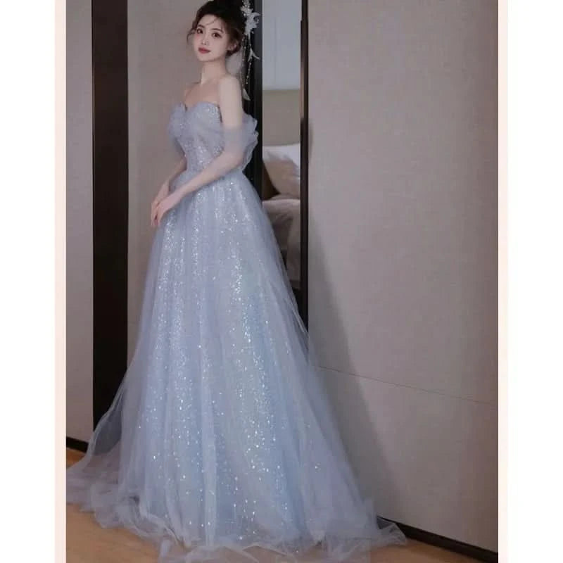 Y2k Evening Dresses Women's 2025 New Summer Banquet Long Dress Slim Sexy Light Luxury Art Test Host Adult Birthday Party Dress - M & M Global