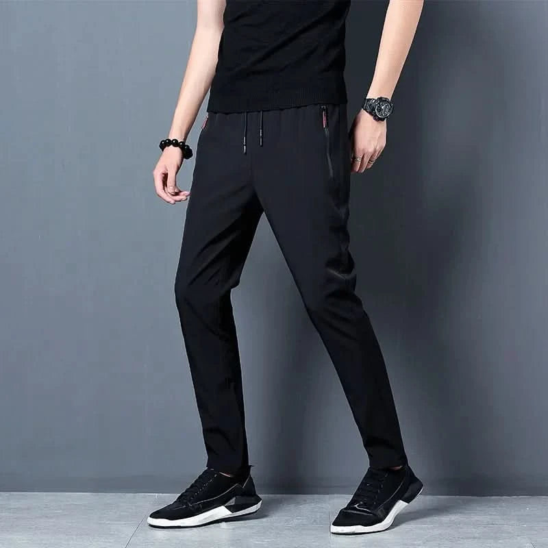 Men's Casual Pants Stretch Slim Fit Elastic Waist Jogger Korean Classic Blue Black Gray Male Brand Trousers Plus Size - M & M Global