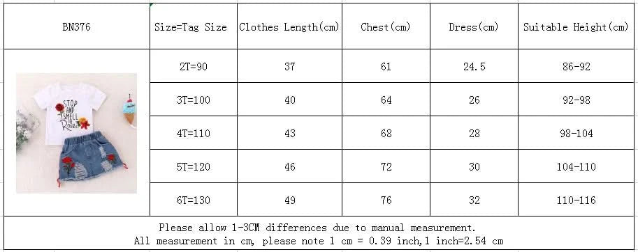Humor Bear Girls Suit Summer Children's Clothes Suit Embroidery Letter Print Short sleeve+skirt Set Toddler Christmas Outfits - M & M Global