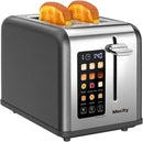 2 Slice Toaster Touch Screen 1.5" Wide Slot, Stainless Steel Smart Bread Toaster for Bagel Muffin Waffle Gluten Free Breads, Tim - M & M Global