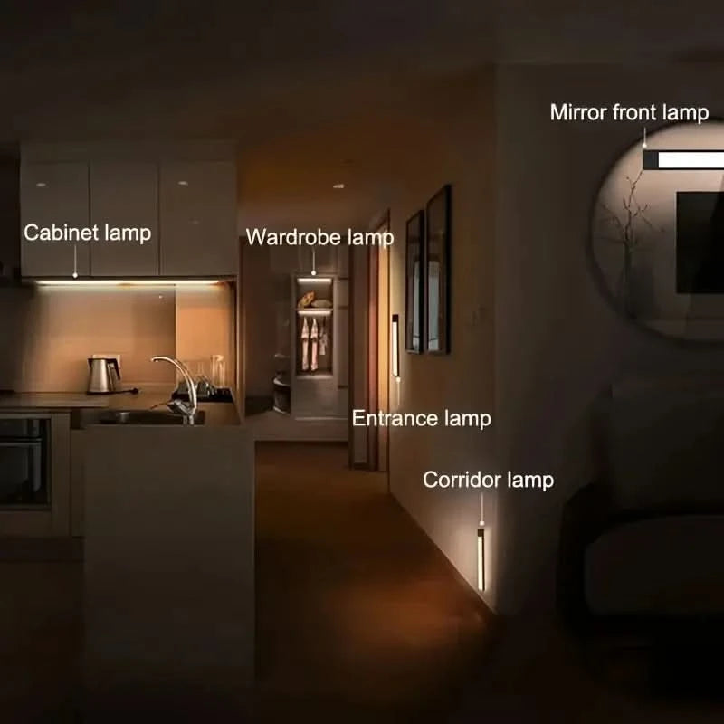 40CM LED Motion Sensor Under Cabinet Closet Light USB Rechargeable Kitchen Lamp Strip