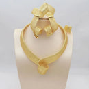 Women's Jewelry Sets Gold Plated Sprial Necklaces Simple Earrings Italian Fashion Rings Bracelets Wedding Accessories - M & M Global