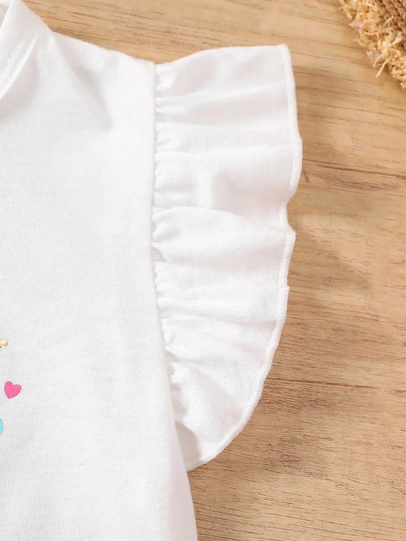 Summer toddler Girls' Clothing Sets Heart Print Short-Sleeved Tops Colorful hearts Tutu Skirt 2Pcs Outfits Valentine's Day Gift - M & M Global