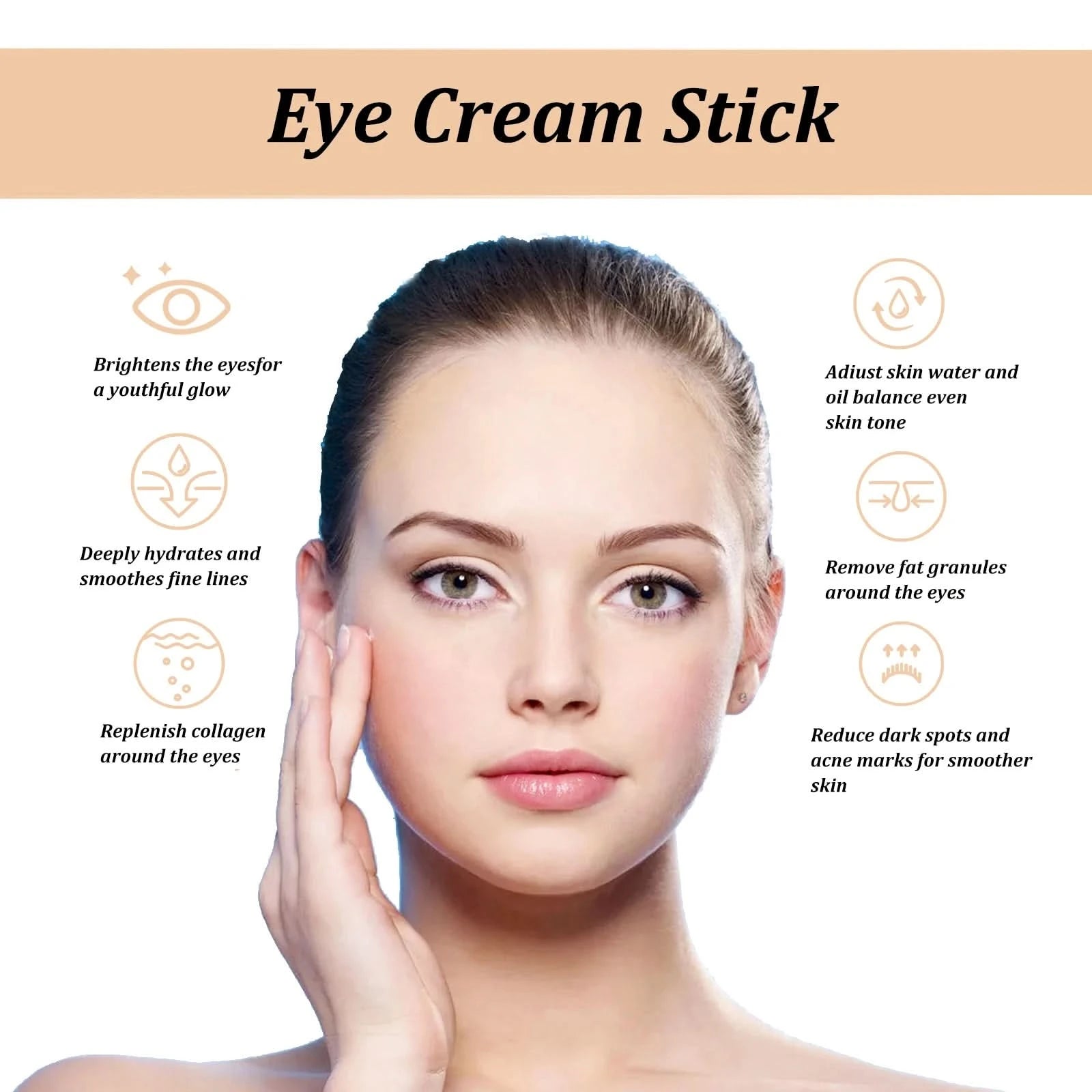 Snail Eye Cream Stick Collagen Fade Fine Lines Wrinkle Lightening Dark Circles Firming Eye Bags Puffiness Moisturizing Eye Cream - M & M Global