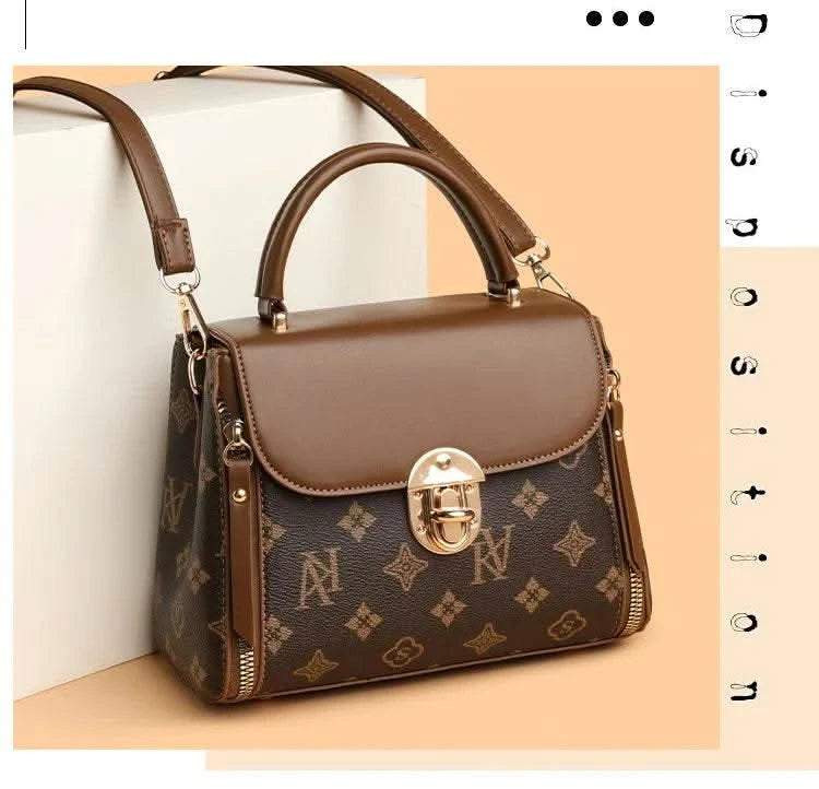 Bags for Women, Printed Fashionable Hand-Held Locks, Commuting Small Square Bag, Fashionable and Versatile Shoulder Crossbody Ba - M & M Global