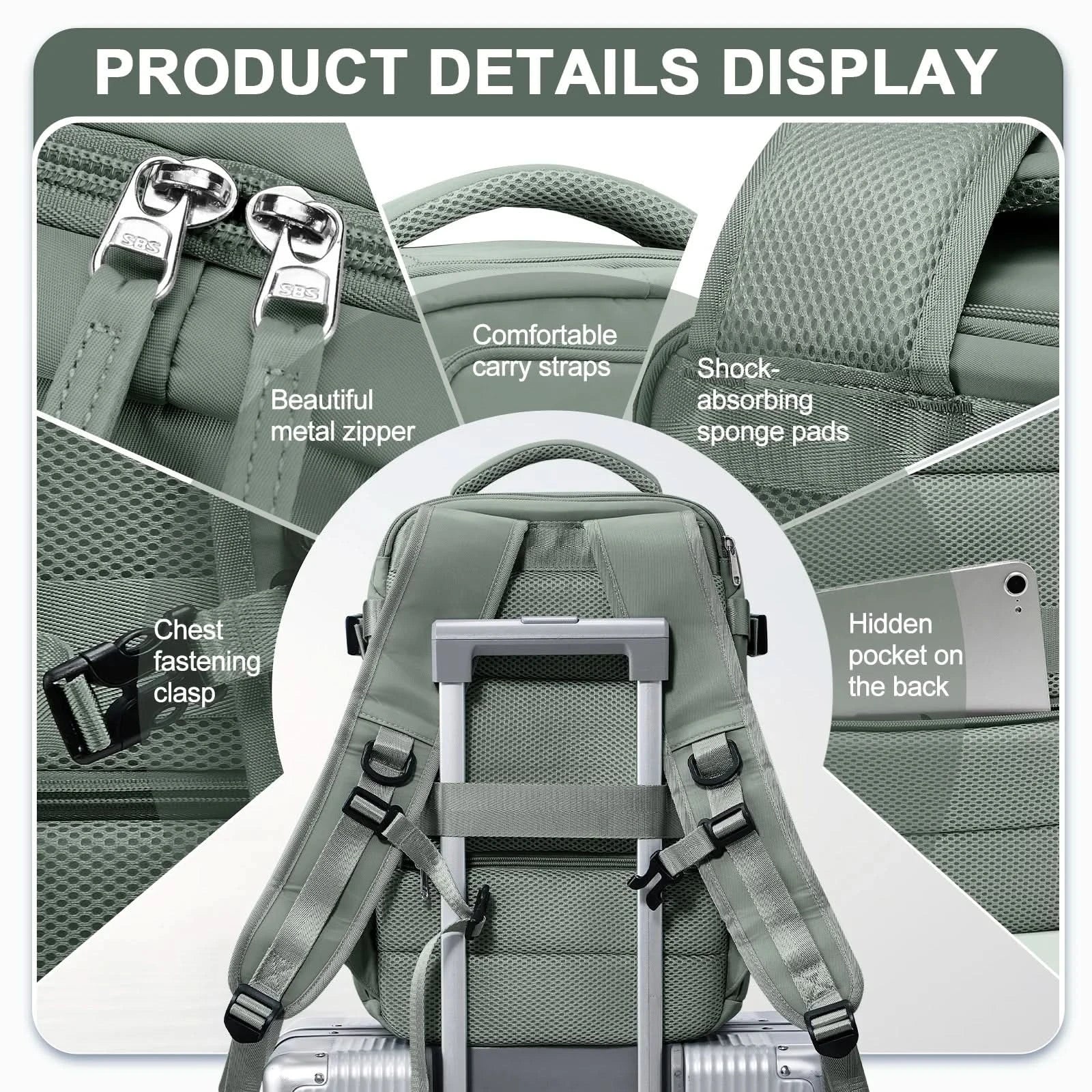 Travel Bakcpack for Women Reinforced Waterproof Notebook Backpack 45x36x20 Men Casual School Bakcpack Flight Cabin Bag 40x20x25 - M & M Global
