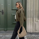 Women's Bomber Jackets Coats Fashion Turn-down Collar Long Sleeve Loose Coats Vintage Female Outerwear Chic Tops